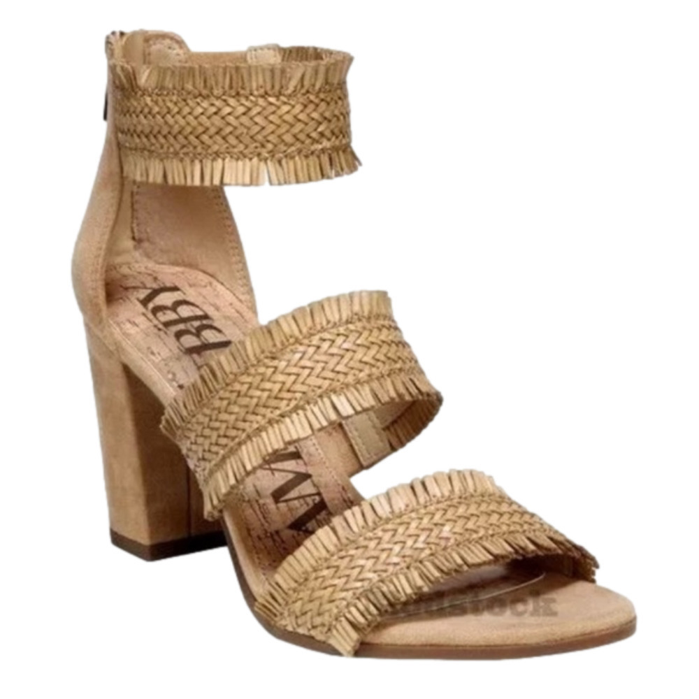 Sam & Libby Esther tan sandal block heel fringe size 9 brown neutral lik…